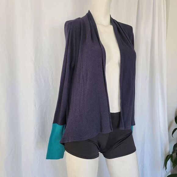 Splendid navy and teal open front cardigan size 14 - Picture 2 of 7